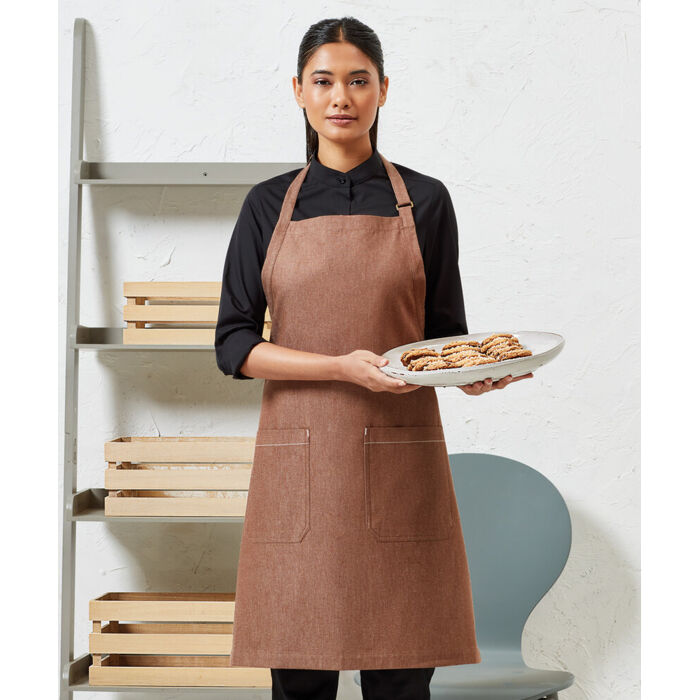 Cotton denim bib apron, organic and Fairtrade certified Thumbnail