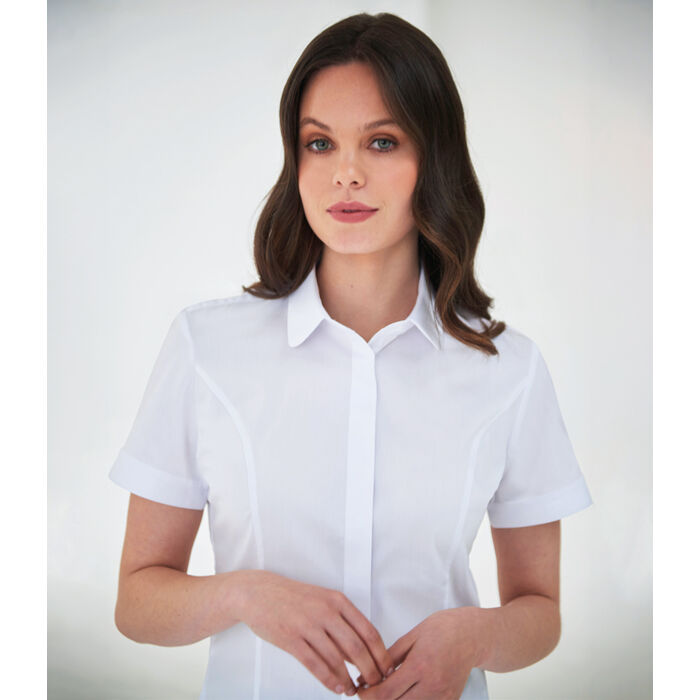 Brook Taverner Ladies Soave Short Sleeve Poplin Shirt Thumbnail