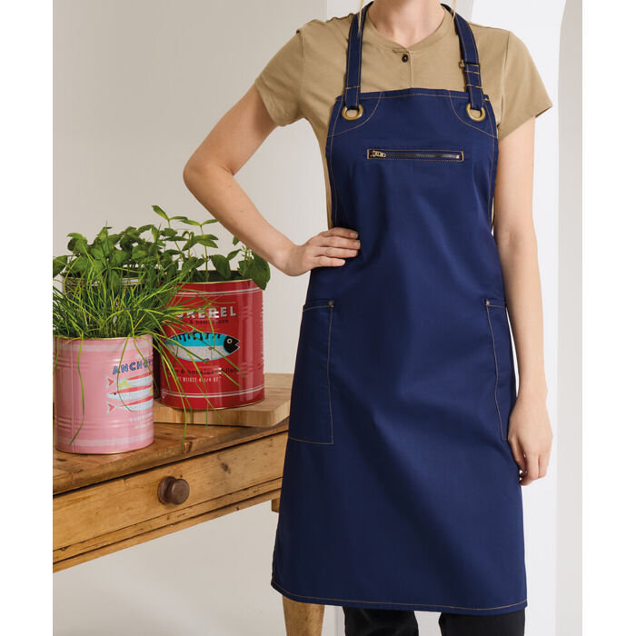 ‘Barley’ Contrast Stitch Bib Apron Thumbnail