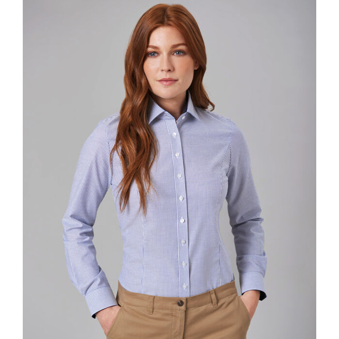 Brook Taverner Ladies Mirabel Long Sleeve Stretch Oxford Shirt Thumbnail