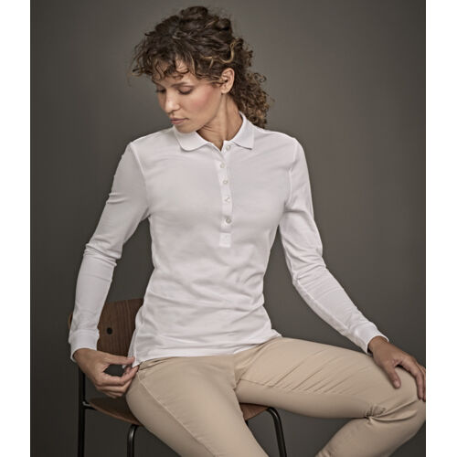 Tee Jays Ladies Luxury Stretch Long Sleeve Polo Shirt Thumbnail