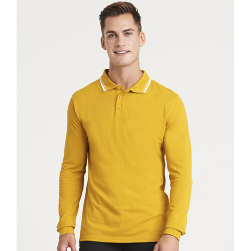 AWDis Long Sleeve Tipped 100 Polo Shirt Thumbnail