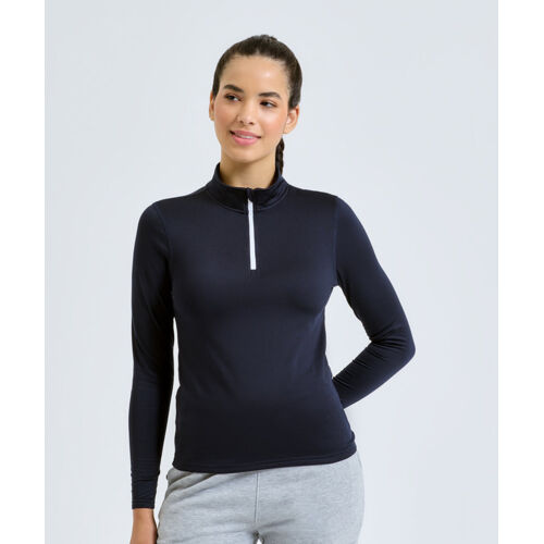 Women’s TriDri® recycled long sleeve brushed back ¼ zip top Thumbnail