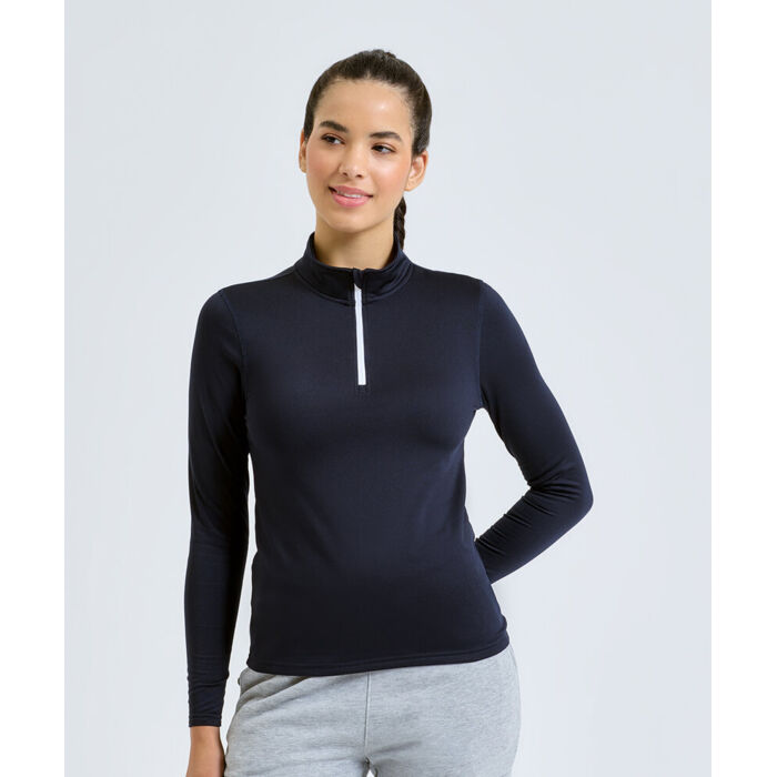 Women’s TriDri® recycled long sleeve brushed back ¼ zip top Thumbnail
