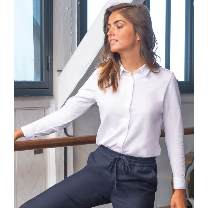 NEOBLU Ladies Basile Organic Cotton Long Sleeve Piqué Shirt Thumbnail