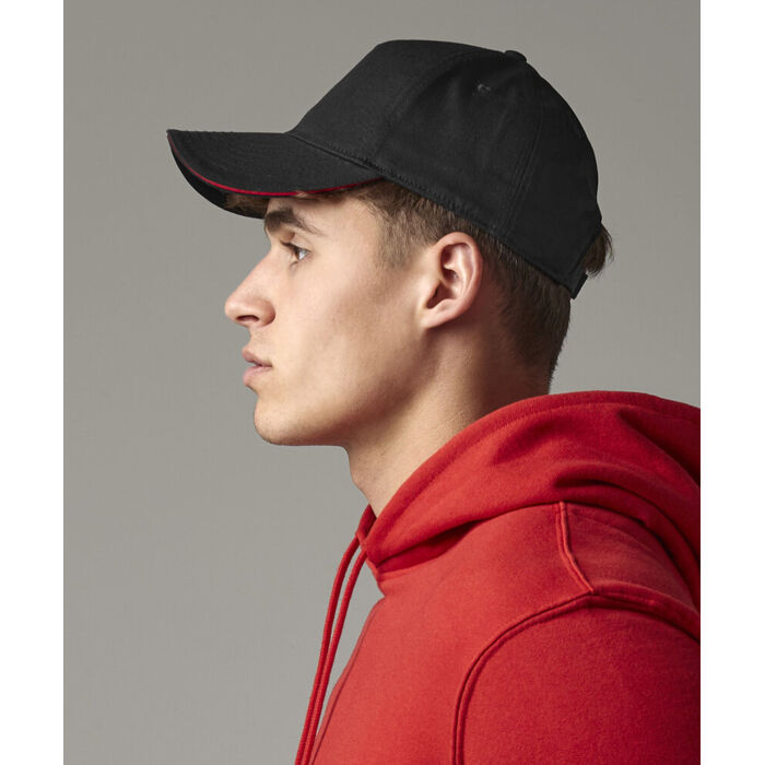 EarthAware® classic organic cotton 5-panel cap – sandwich peak Thumbnail