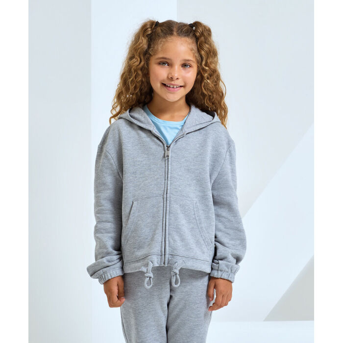 Kids TriDri® recycled cropped oversize full-zip hoodie Thumbnail