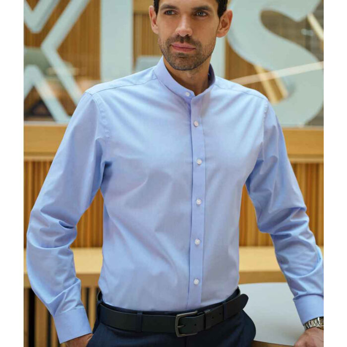 Brook Taverner Volterra Long Sleeve Grandad Collar Shirt Thumbnail