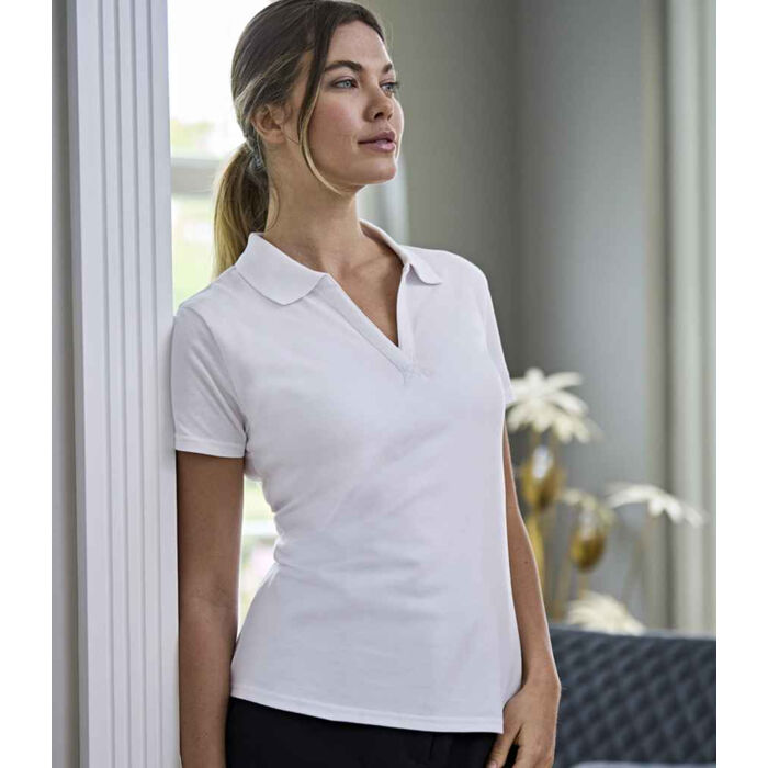 Tee Jays Ladies Luxury Stretch V Neck Polo Shirt Thumbnail