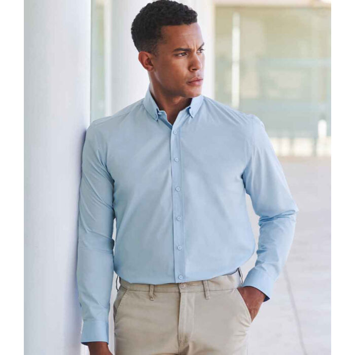 Henbury Long Sleeved Cotton Feel Coolplus® Shirt Thumbnail