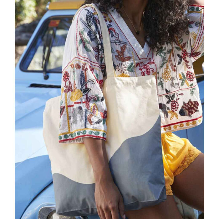 Westford Mill Organic Cotton Wave Print Maxi Tote Bag Thumbnail