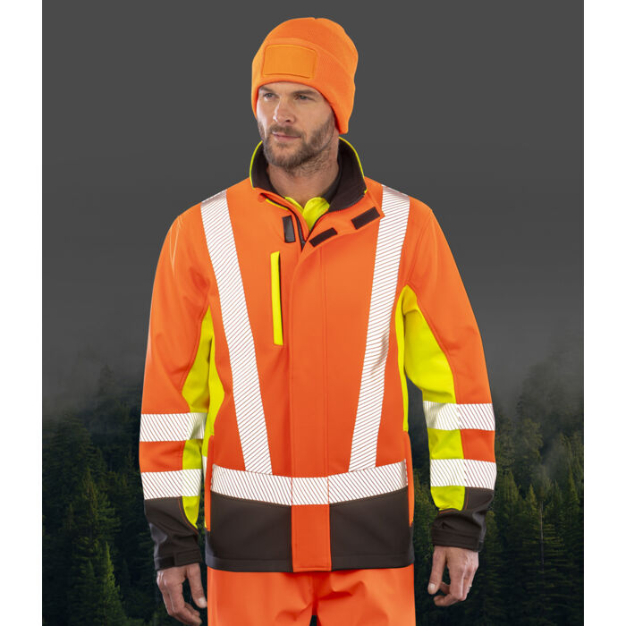 Result Recycled Three Layer Printable 3-Tone Safety Soft Shell Jacket Thumbnail