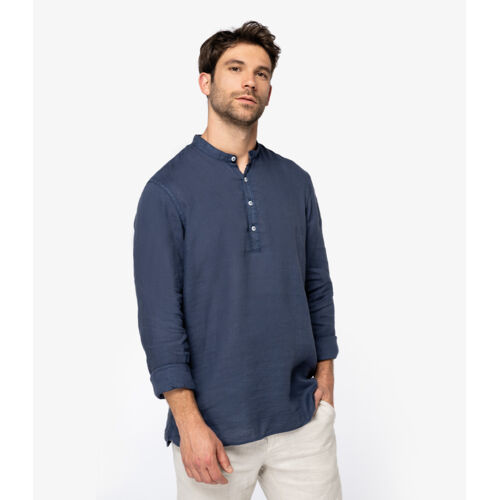 Spasso Washed Mao Collar Shirt Thumbnail