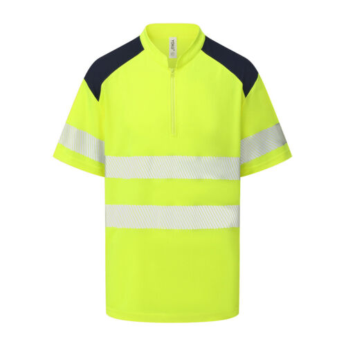 Hi-vis mandarin collar zip neck comfort trim polo (HVJ230) Thumbnail