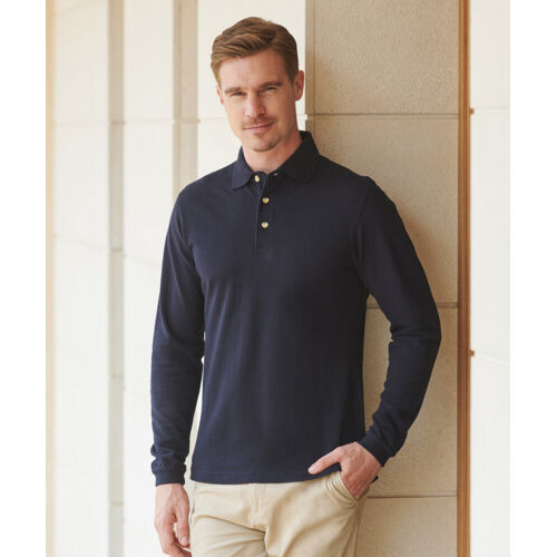 Long sleeve cotton polo shirt Thumbnail