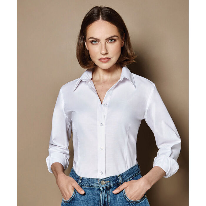 Women's workplace Oxford blouse long-sleeved (tailored fit) Thumbnail