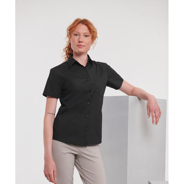 Women's short sleeve polycotton easycare poplin shirt Thumbnail