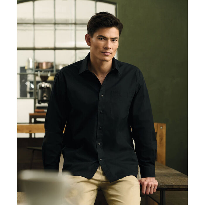 Long sleeve polycotton easycare poplin shirt Thumbnail