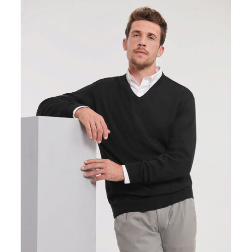 V-neck knitted sweater Thumbnail