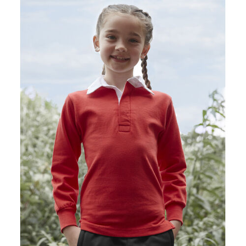 Kids long sleeve plain rugby shirt Thumbnail