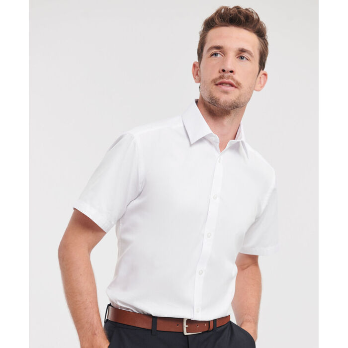 Short sleeve herringbone shirt Thumbnail