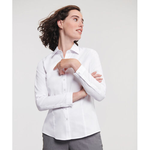 Women's long sleeve herringbone shirt Thumbnail