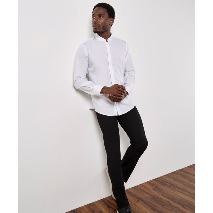 Mandarin collar shirt long-sleeved (tailored fit) Thumbnail