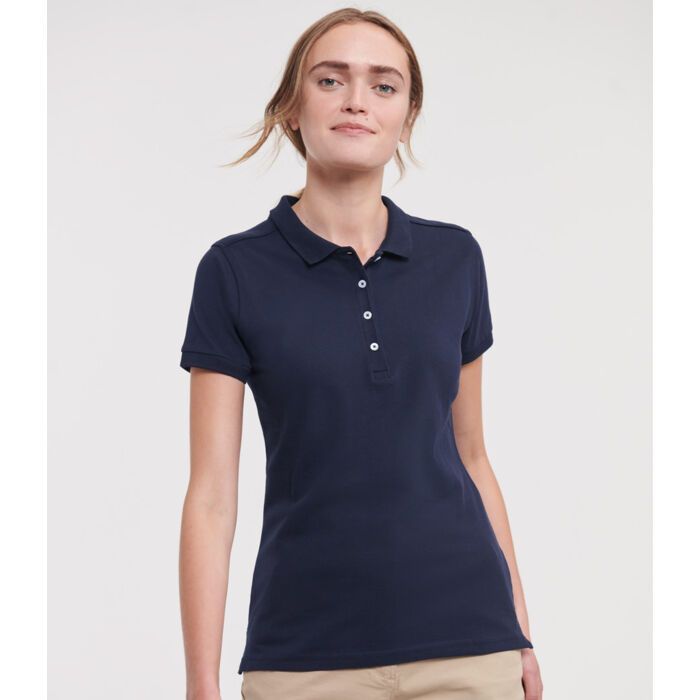 Russell Athletic Ladies Stretch Piqué Polo Shirt Thumbnail