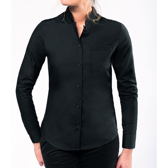Kariban Ladies Long Sleeve Mandarin Collar Shirt Thumbnail