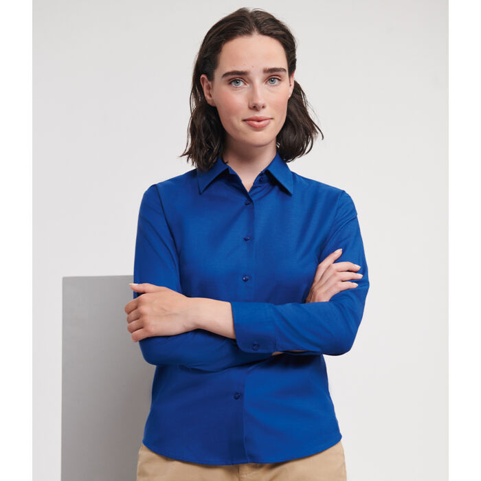 Russell Athletic Collection Ladies Long Sleeve Easy Care Oxford Shirt Thumbnail