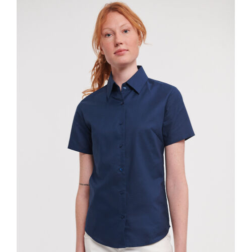 Russell Collection Ladies Short Sleeve Easy Care Oxford Shirt Thumbnail