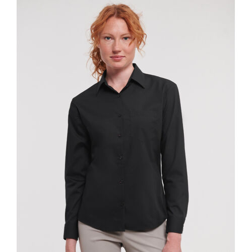 Russell Collection Ladies Long Sleeve Easy Care Poplin Shirt Thumbnail