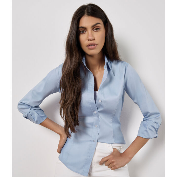 Kustom Kit Ladies Premium Long Sleeve Tailored Oxford Shirt Thumbnail