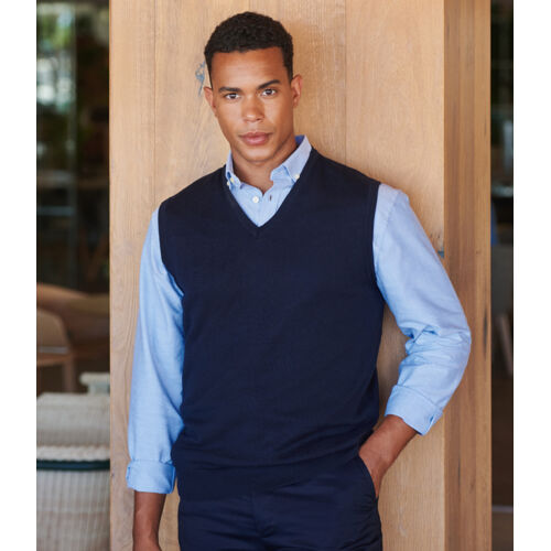 Henbury Lightweight Sleeveless Cotton Acrylic V Neck Sweater Thumbnail