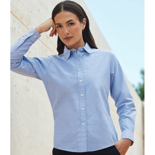 Henbury Ladies Long Sleeve Classic Oxford Shirt Thumbnail