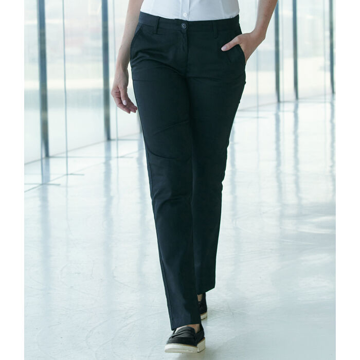 Henbury Ladies 65/35 Flat Fronted Chino Trousers Thumbnail