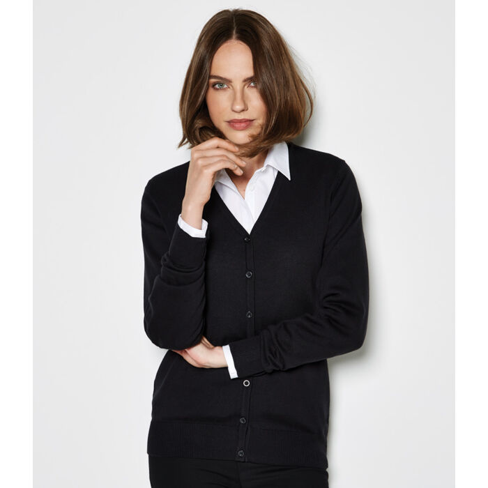 Kustom Kit Ladies Arundel Cotton Acrylic V Neck Cardigan Thumbnail