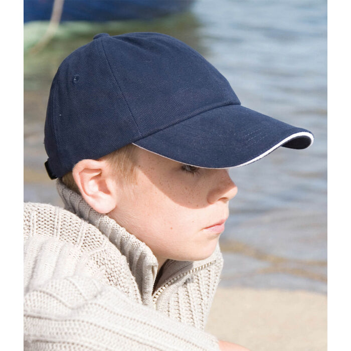 Result Kids Low Profile Heavy Brushed Cotton Cap with Sandwich Peak Thumbnail