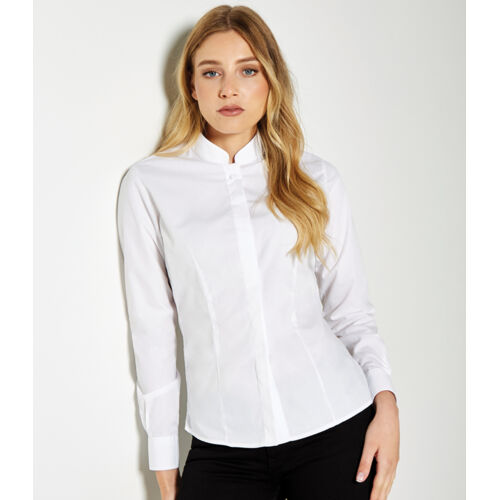Kustom Kit Ladies Long Sleeve Tailored Mandarin Collar Shirt Thumbnail