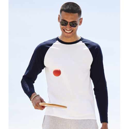 Fruit of the Loom Contrast Long Sleeve Baseball T-Shirt Thumbnail