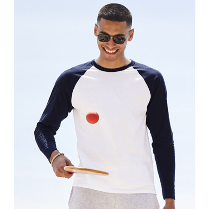 Fruit of the Loom Contrast Long Sleeve Baseball T-Shirt Thumbnail