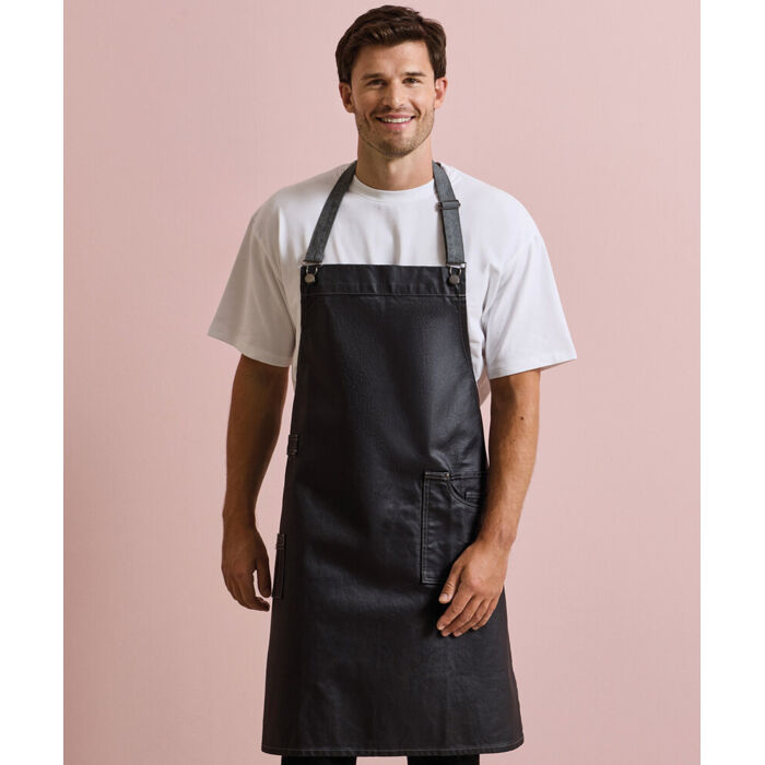 District waxed-look denim bib apron Thumbnail