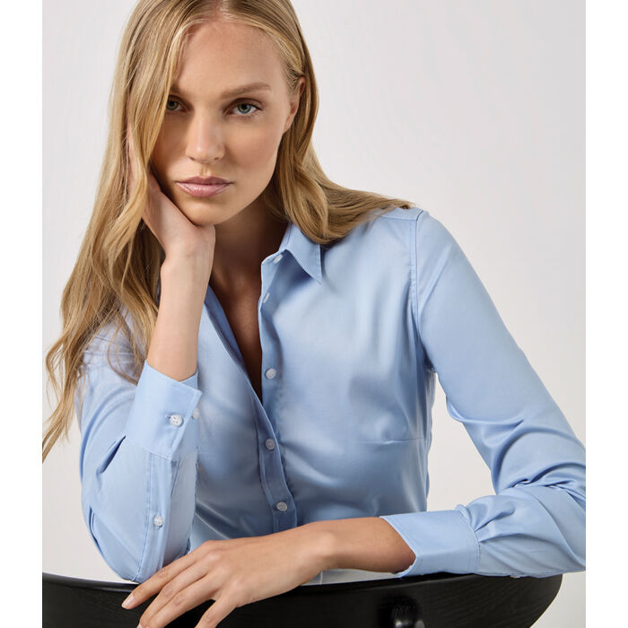 Kustom Kit Ladies Long Sleeve Tailored Stretch Oxford Shirt Thumbnail