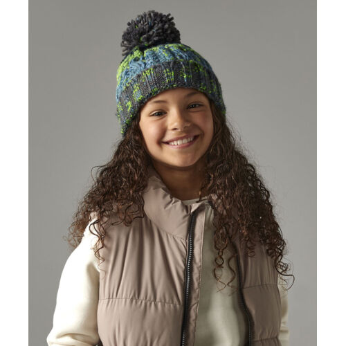 Junior corkscrew pom pom beanie Thumbnail