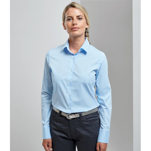 Premier Ladies Long Sleeve Stretch Fit Poplin Shirt Thumbnail