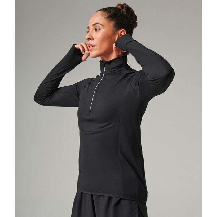Tombo Ladies Long Sleeve Zip Neck Performance Top Thumbnail