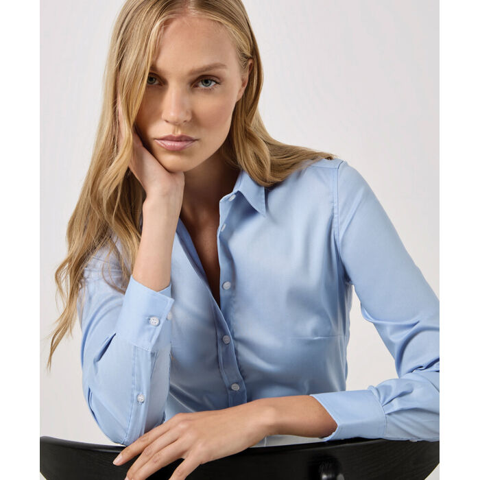 Women's stretch Oxford shirt long-sleeved (tailored fit) Thumbnail