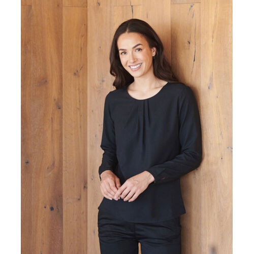 Women's pleat front long sleeve blouse Thumbnail