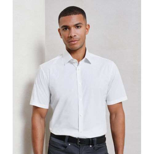 Stretch fit cotton poplin short sleeve shirt Thumbnail
